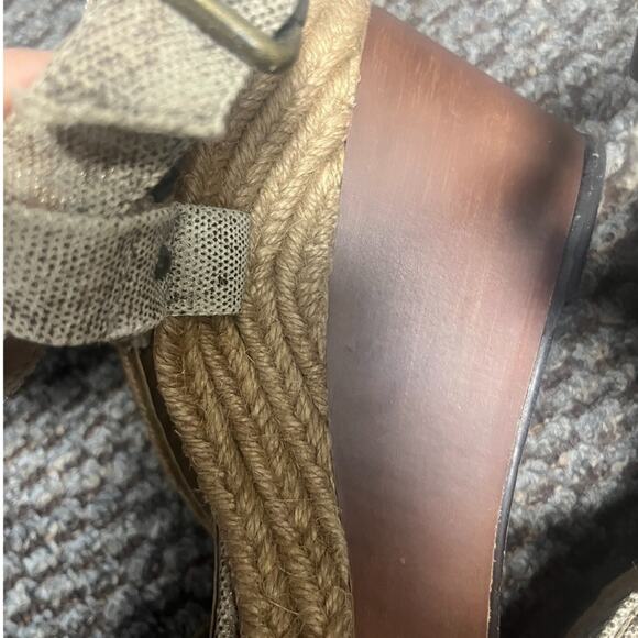 Y2K Calvin Klein Studded Wedge Raffia Edgy Canvas Sandals Size 11 Grunge - Picture 8 of 10